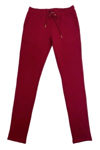 設計紅色純色運動褲     訂製橡筋綁帶長運動褲    後幅褲袋拉鏈設計    女裝運動褲   U399